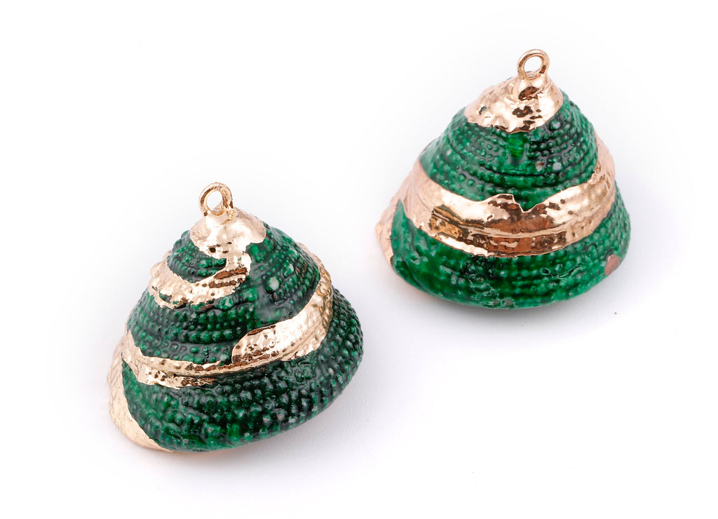 Cone Seashell Charms - Whelk Seashell Pendant - Natural Seashell Earrings - 1 Hole - 25.43x23.33mm - SF1128C - DOMEDBAZAAR