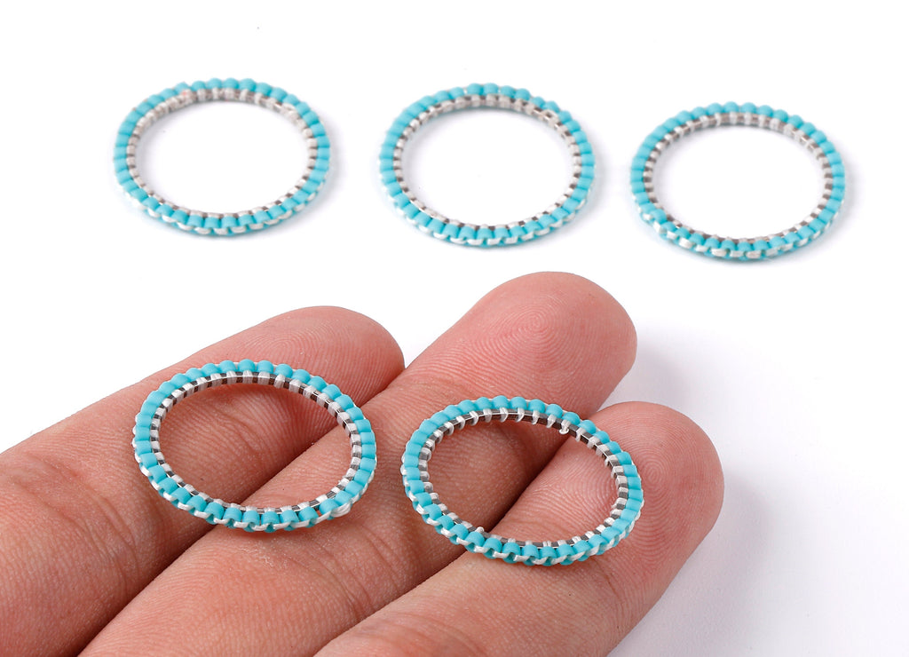 Beaded Circle Charms - Japanese Miyuki seed beads - Handmade Miyuki Beaded Pendant - Kenyan Earrings - 22.73x22.73x1.37mm - TH1009 - DOMEDBAZAAR