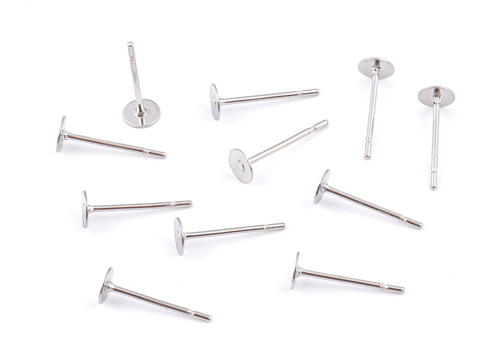 4x12mm Earring Stud Posts - Surgical Grade Stainless Steel Earring Post - 316L Stainless Steel Stud - Earring Findings - 12x4x0.7mm - SS1012 - DOMEDBAZAAR