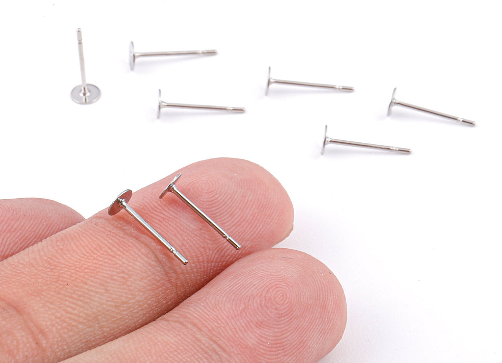4x12mm Earring Stud Posts - Surgical Grade Stainless Steel Earring Post - 316L Stainless Steel Stud - Earring Findings - 12x4x0.7mm - SS1012 - DOMEDBAZAAR