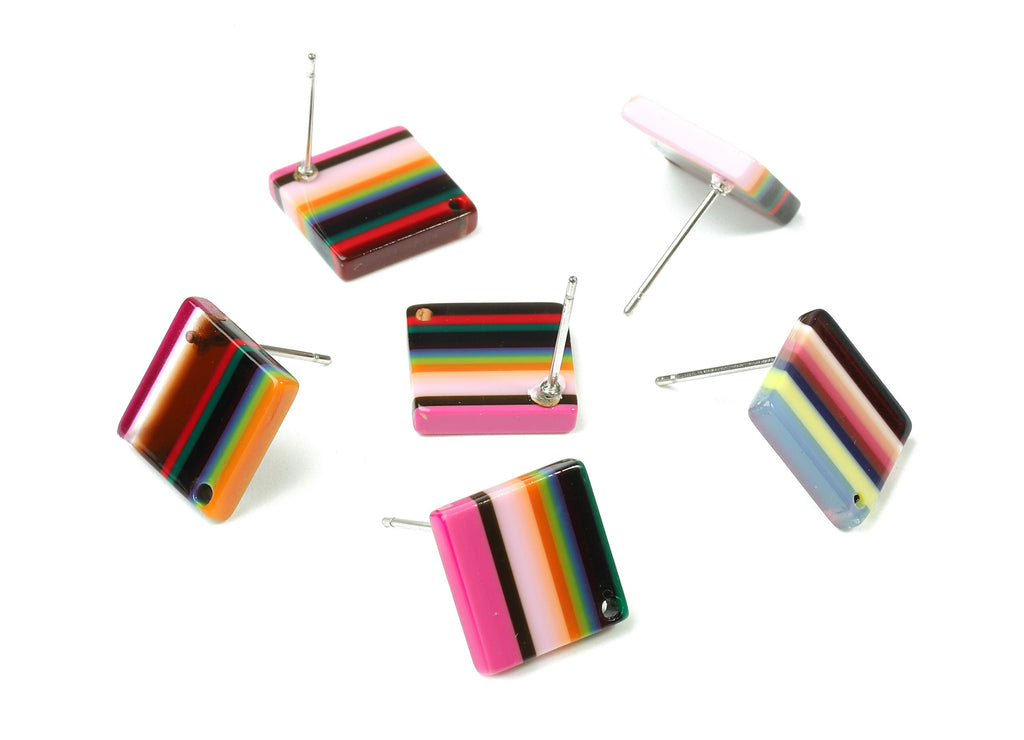 Acetate Square Earring Post - Acetate Square Earring Stud - Acetate Earring Post Findings - Color Code: A137 - 13x9.9x2.72mm - AC1205B - DOMEDBAZAAR