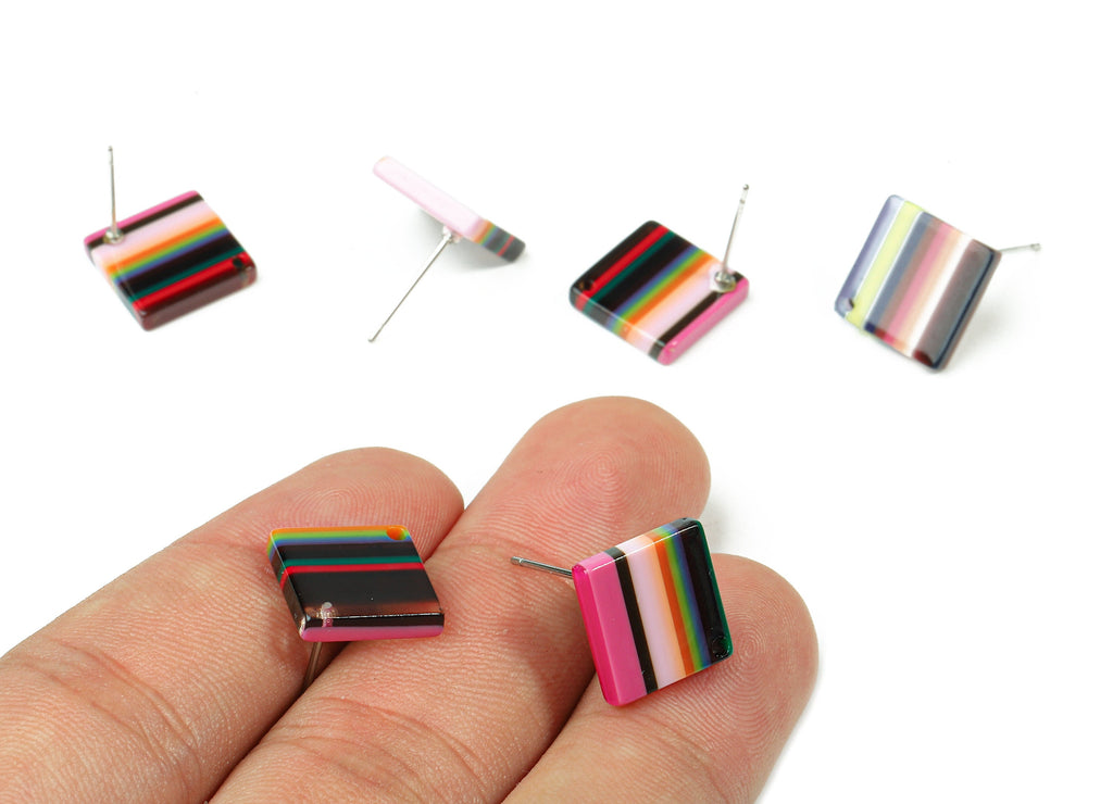 Acetate Square Earring Post - Acetate Square Earring Stud - Acetate Earring Post Findings - Color Code: A137 - 13x9.9x2.72mm - AC1205B - DOMEDBAZAAR