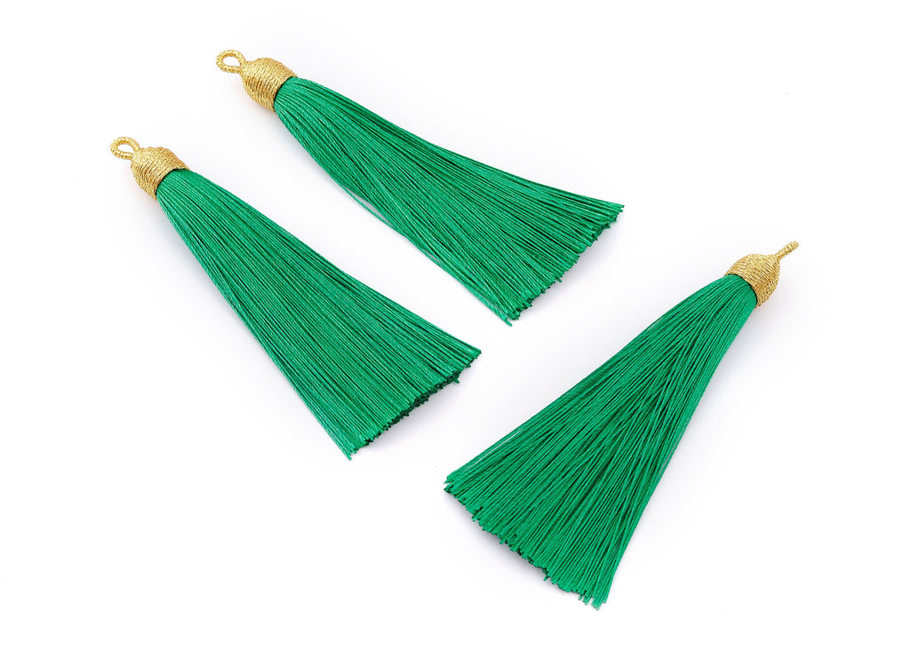 Silky Tassels with Loop Charms - Silky Tassels Earrings and Pendant - Boho Earrings - Earring Accessories - 84.37x9.59mm - TS1009 - DOMEDBAZAAR