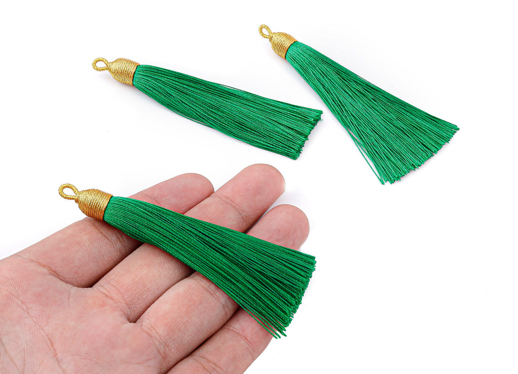 Silky Tassels with Loop Charms - Silky Tassels Earrings and Pendant - Boho Earrings - Earring Accessories - 84.37x9.59mm - TS1009 - DOMEDBAZAAR