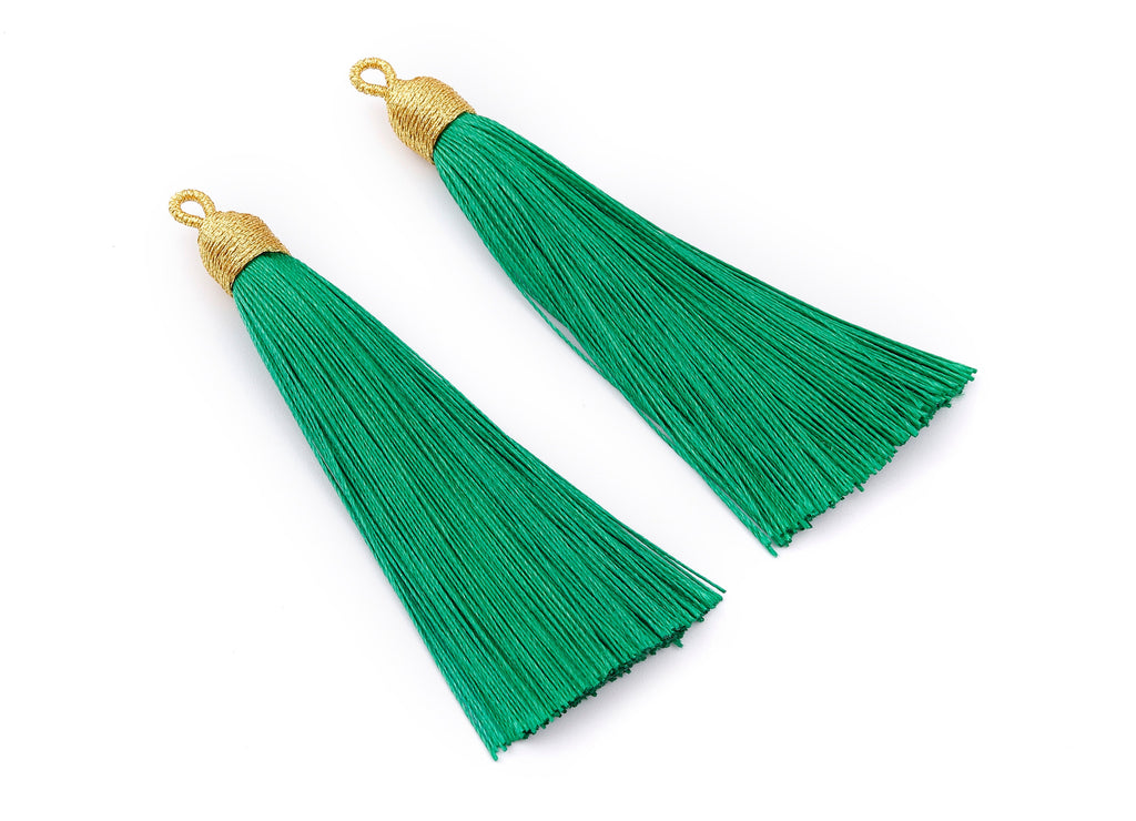 Silky Tassels with Loop Charms - Silky Tassels Earrings and Pendant - Boho Earrings - Earring Accessories - 84.37x9.59mm - TS1009 - DOMEDBAZAAR