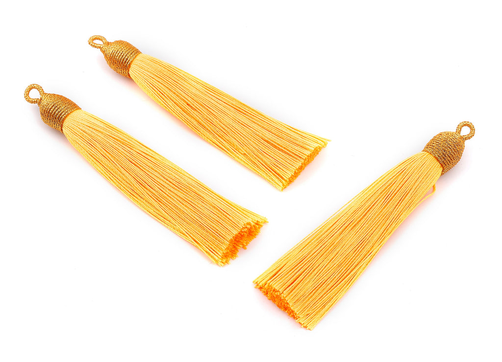 Silky Tassels with Loop Charms - Silky Tassels Earrings and Pendant - Boho Earrings - Earring Accessories - 84.37x9.59mm - TS1012 - DOMEDBAZAAR