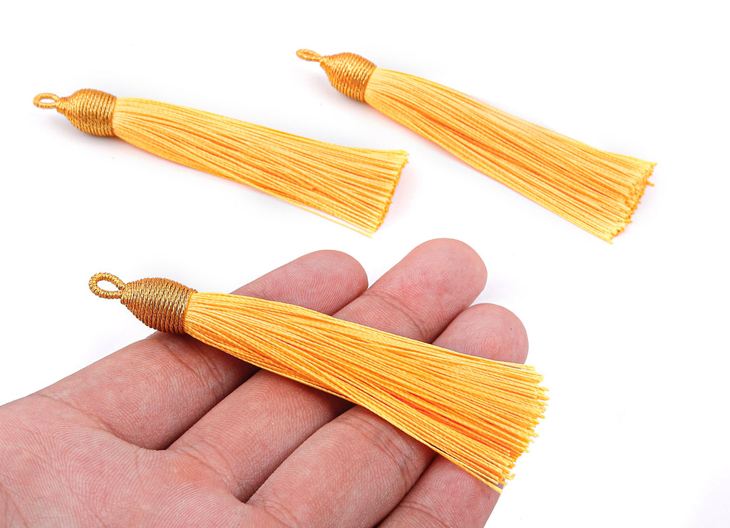 Silky Tassels with Loop Charms - Silky Tassels Earrings and Pendant - Boho Earrings - Earring Accessories - 84.37x9.59mm - TS1012 - DOMEDBAZAAR