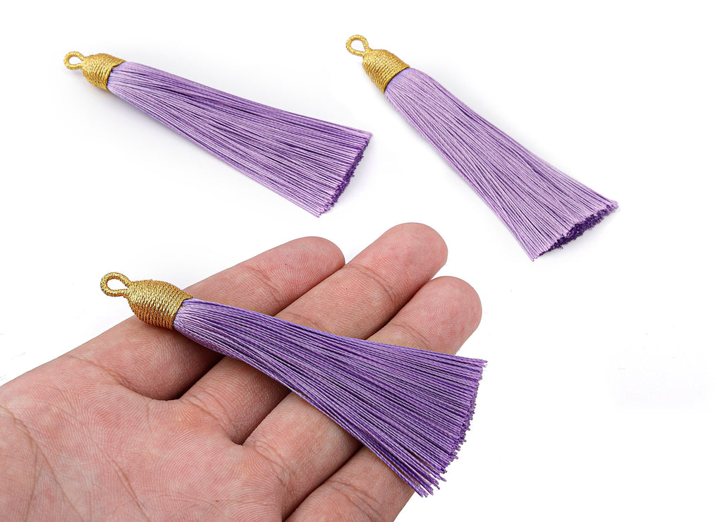 Silky Tassels with Loop Charms - Silky Tassels Earrings and Pendant - Boho Earrings - Earring Accessories - 84.37x9.59mm - TS1013 - DOMEDBAZAAR