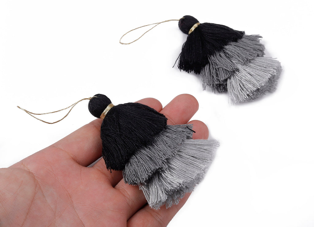 3 Layers Tassel Charms - Tiered Tassel Earrings - Stacked Tassel Pendant - Tiered Tassels for Earrings and Key Chain - 79.7x18.32mm - TS1041 - DOMEDBAZAAR