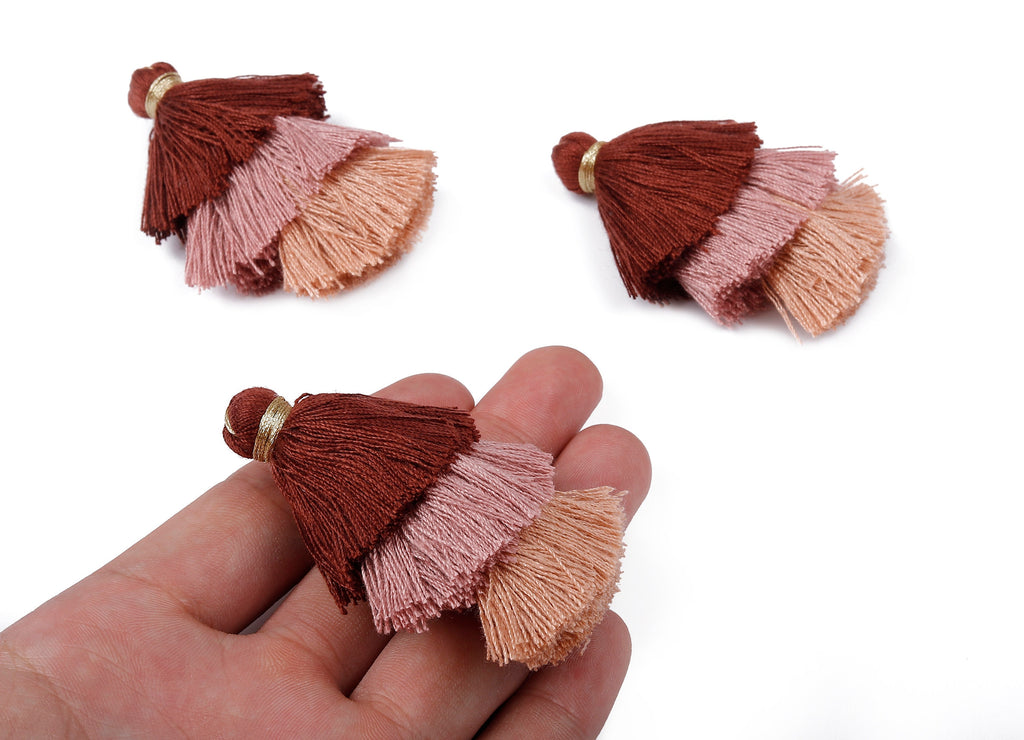 3 Layers Tassel Charms - Tiered Tassel Earrings - Stacked Tassel Pendant - Tiered Tassels for Earrings and Key Chain - 79.7x18.32mm - TS1046 - DOMEDBAZAAR