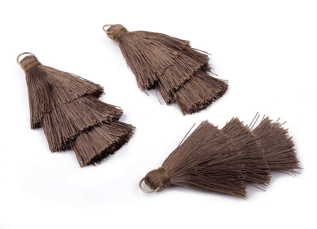 3 Layers Tassel Charms - Tiered Tassel Earrings - Tassels with Iron Jump Ring - Tassels for Earrings and Key Chain - 72.27x13.7mm - TS1048 - DOMEDBAZAAR