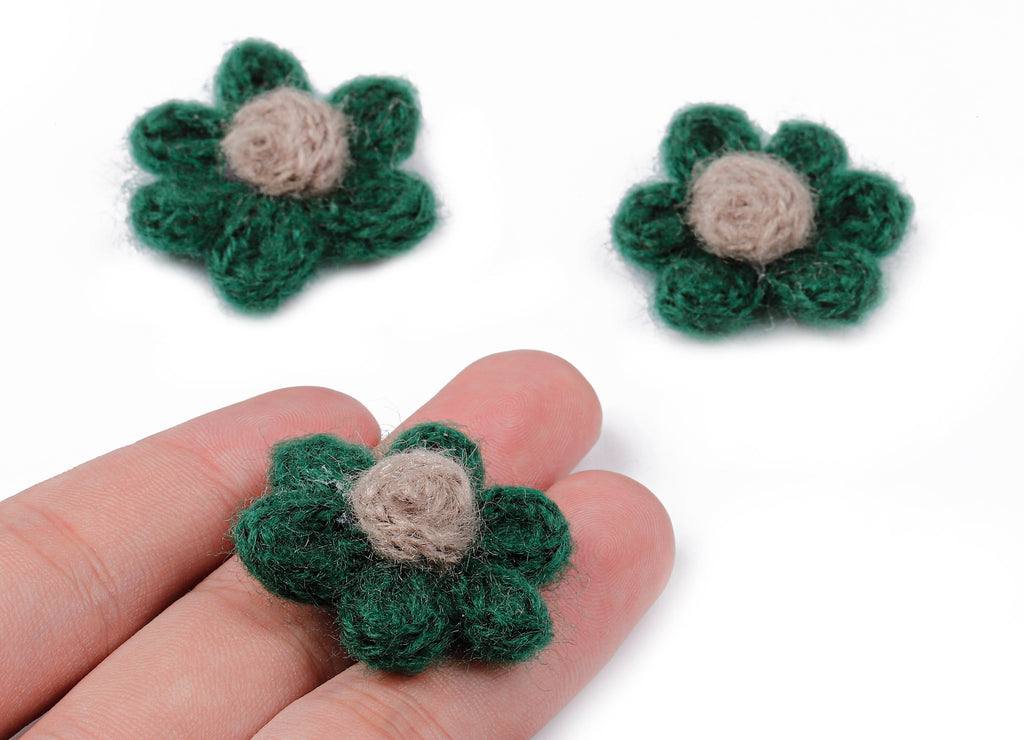 Crochet Flower Earrings - Knit Weaving Flower Earrings - Crochet Flower Pendant - Handmade Flower Earrings - 32.33x32.33x9.91mm - TS1082D - DOMEDBAZAAR