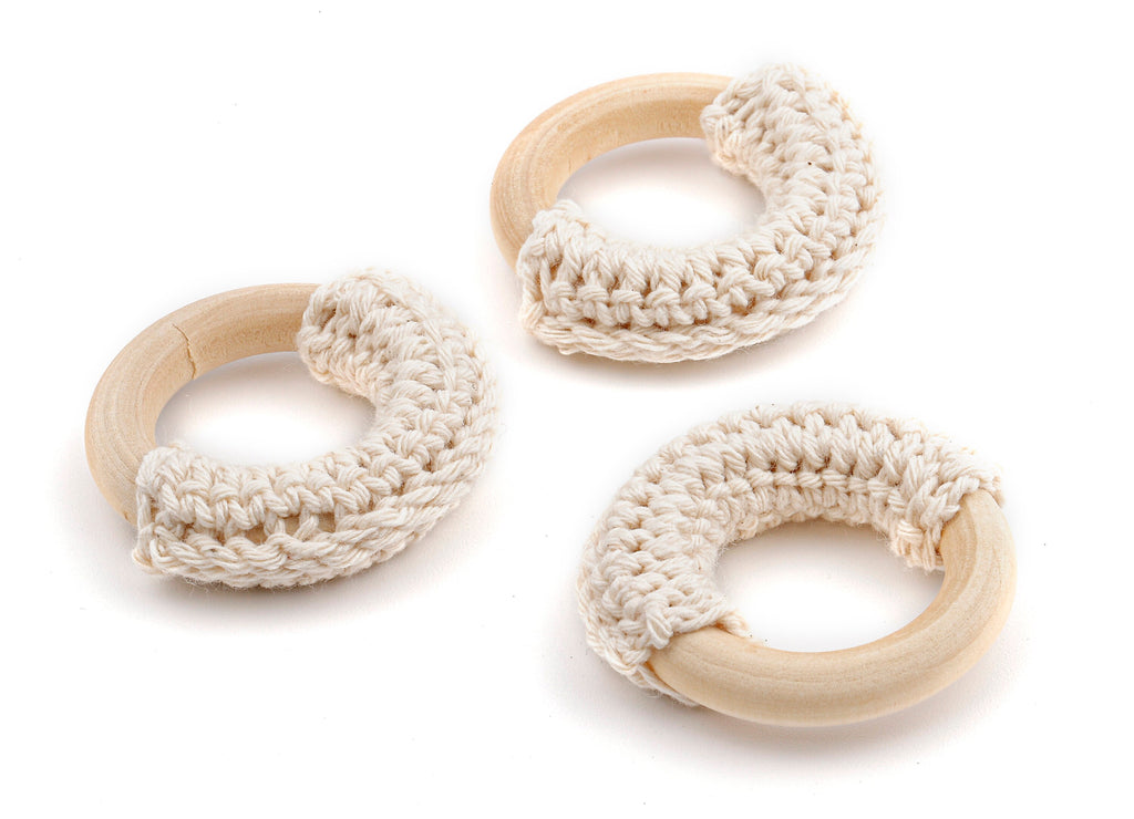 Crochet Circle Earrings - Crochet Earring with Ring Wooden - Knit weaving Earrings - Handmade Circle Earrings - 41.65x41.65x11.02mm - TS1066 - DOMEDBAZAAR