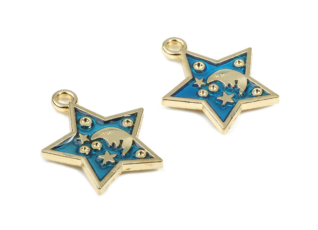 Alloy Universe Charms - Zinc Alloy Universe Earrings - Universe Pendant - Enamel Pendant - Gold Tone Plated - 21.25x17.89x2.43mm - ZZ1458 - DOMEDBAZAAR