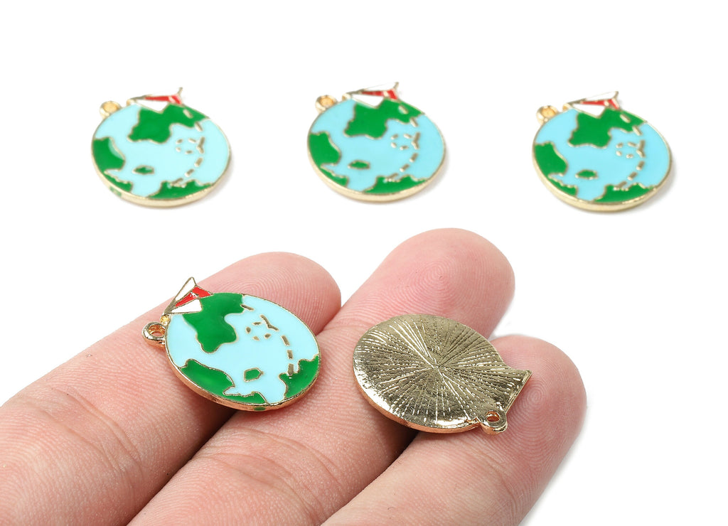 Alloy Would Charms - Zinc Alloy Would Earrings - Would Bracelet Pendant - Enamel Pendant - Gold Tone Plated - 21.34x20.62x1.77mm - ZZ1459 - DOMEDBAZAAR