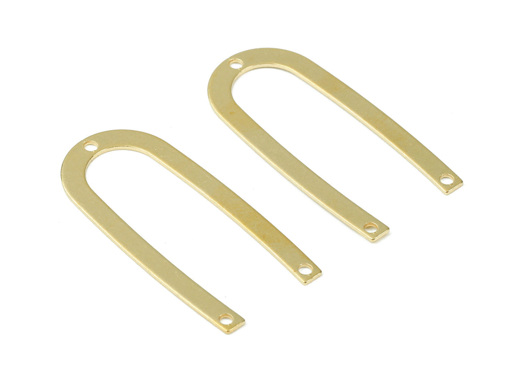 Brass U Charms - U Shaped Raw Brass Connectors With 3 Holes - Brass U Pendant - Earring Findings - Jewelry Supplies - 27x12.9x0.6mm - PP2945 - DOMEDBAZAAR