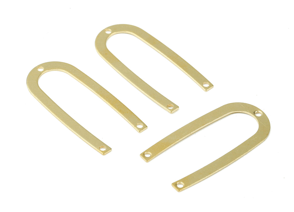 Brass U Charms - U Shaped Raw Brass Connectors With 3 Holes - Brass U Pendant - Earring Findings - Jewelry Supplies - 27x12.9x0.6mm - PP2945 - DOMEDBAZAAR
