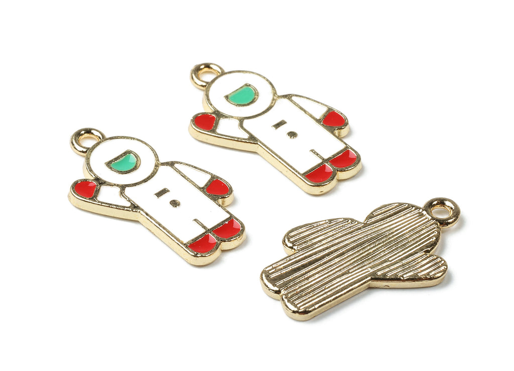 Alloy Astronaut Charms - Zinc Alloy Astronaut Earrings - Bracelet Pendant - Enamel Pendant - Gold Tone Plated - 23.3x11.6x1.53mm - ZZ1463 - DOMEDBAZAAR