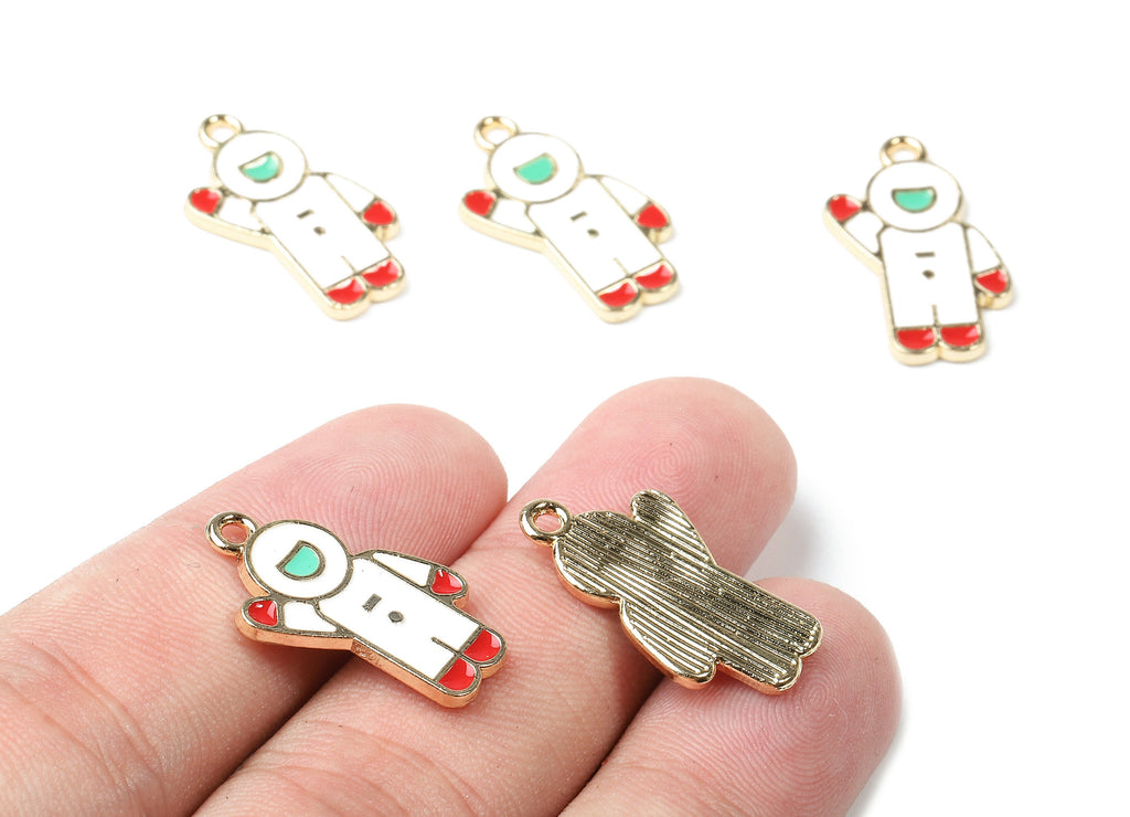 Alloy Astronaut Charms - Zinc Alloy Astronaut Earrings - Bracelet Pendant - Enamel Pendant - Gold Tone Plated - 23.3x11.6x1.53mm - ZZ1463 - DOMEDBAZAAR