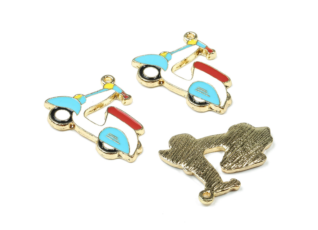 Alloy Scooter Charms - Zinc Alloy Scooter Earrings - Scooter Pendant - Enamel Pendant - Gold Tone Plated - 25.57x20.23x1.78mm - ZZ1453 - DOMEDBAZAAR