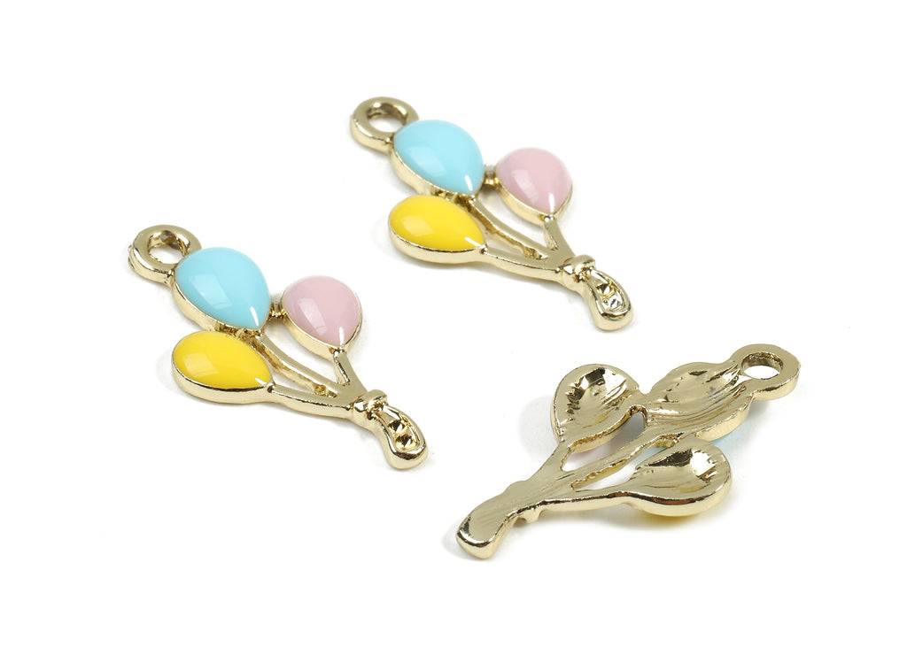Alloy Balloon Charms - Zinc Alloy Balloon Enamel Pendant Earing - Gold Tone Plated - Earring Findings - 25.33x13.33x2.77mm - ZZ1548 - DOMEDBAZAAR