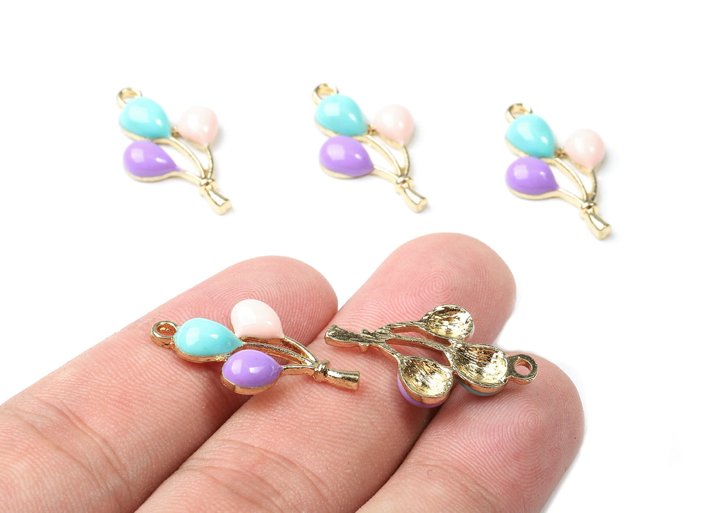 Alloy Balloon Charms - Zinc Alloy Balloon Earrings and Pendant - Enamel Pendant - Gold Tone Plated - 25.06x14.76x3.64mm - ZZ1444 - DOMEDBAZAAR