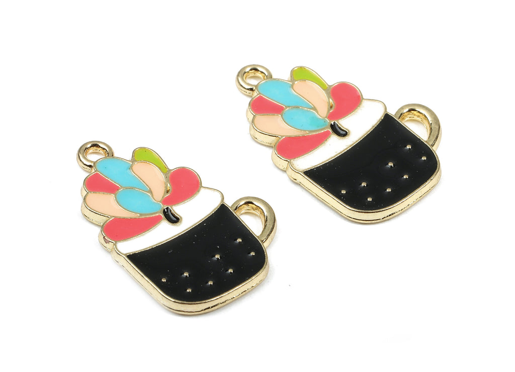 Alloy Cup Charms - Zinc Alloy Cup Earrings - Cup Bracelet Pendant - Enamel Pendant - Gold Tone Plated - 24.13x16.15x1.61mm - ZZ1447 - DOMEDBAZAAR