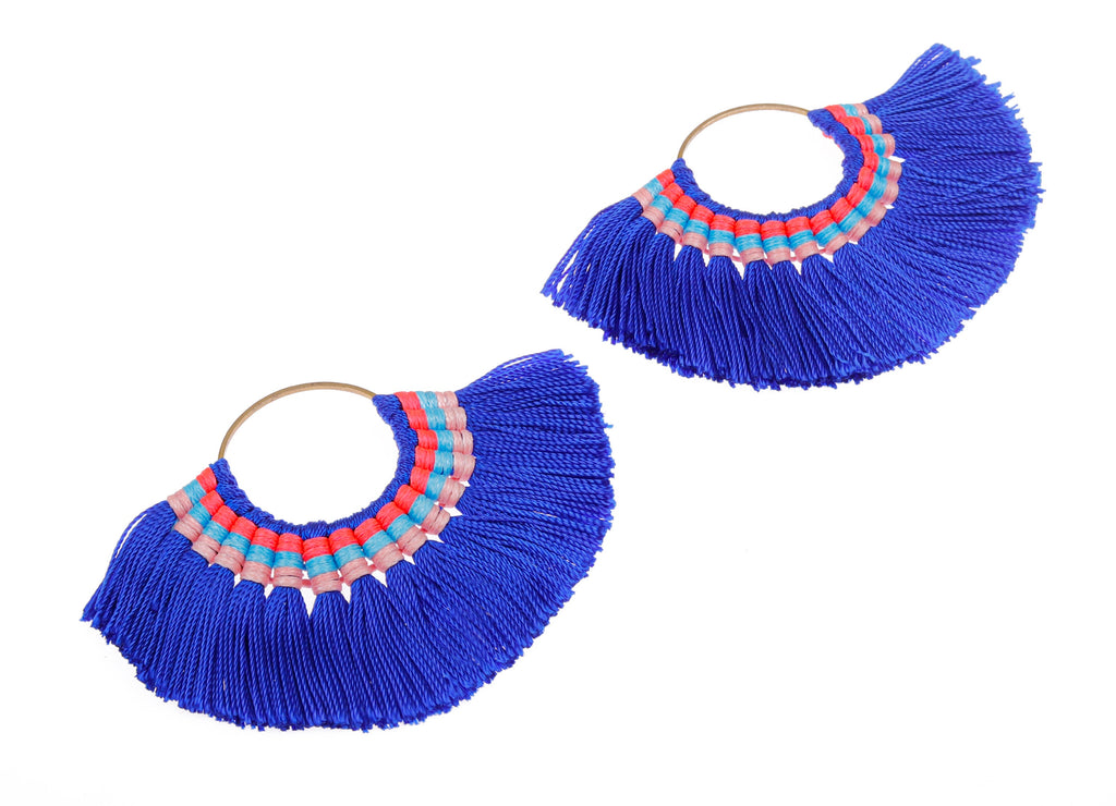 Fan Tassel Earring Charms with Ring - Tassel earring pendant - Fan Ring Earrings - Earring Accessories - 84.57x60.13x5.51mm - TS1101 - DOMEDBAZAAR