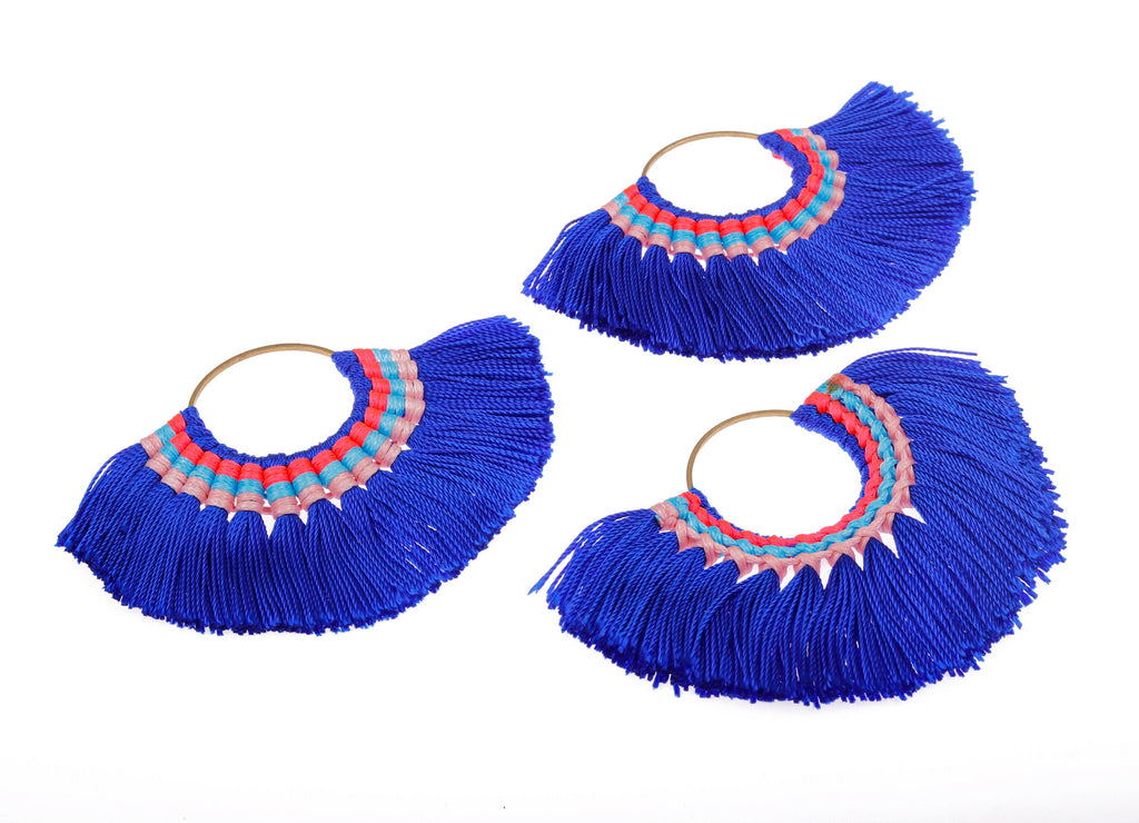 Fan Tassel Earring Charms with Ring - Tassel earring pendant - Fan Ring Earrings - Earring Accessories - 84.57x60.13x5.51mm - TS1101 - DOMEDBAZAAR