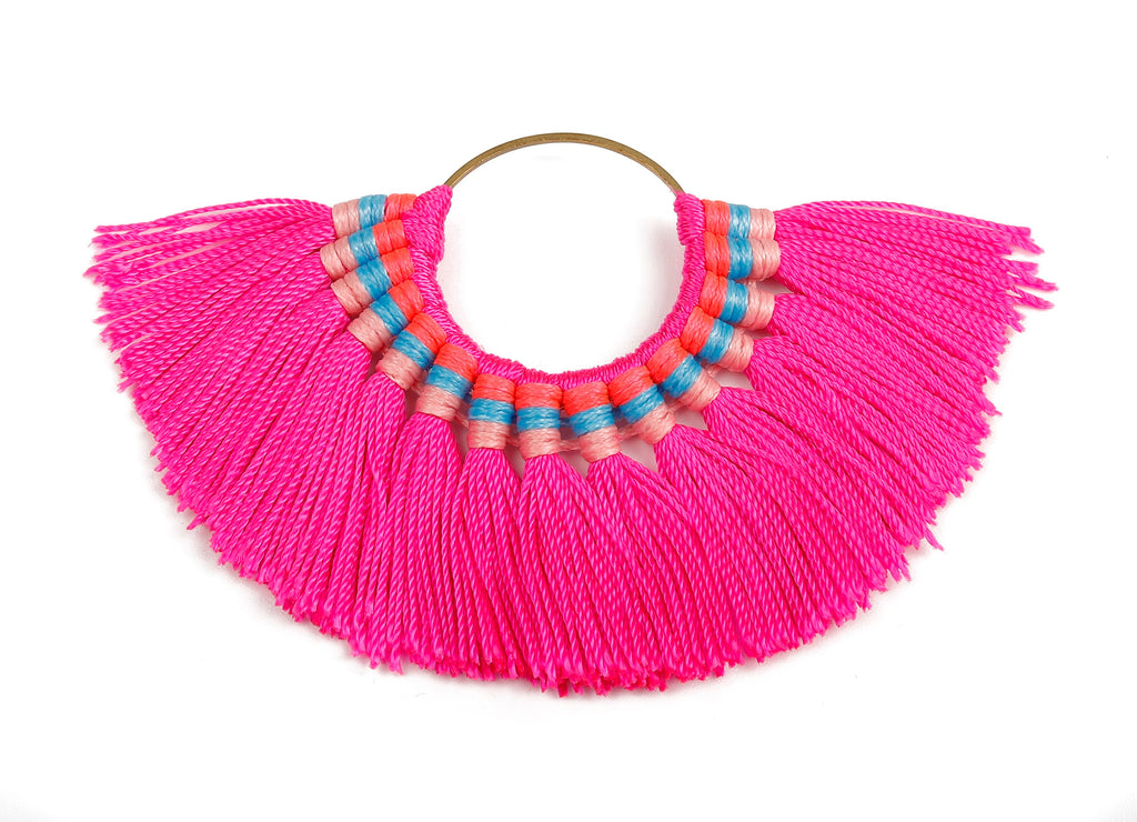 Fan Tassel Earring Charms with Ring - Tassel earring pendant - Fan Ring Earrings - Earring Accessories - 84.57x60.13x5.51mm - TS1104 - DOMEDBAZAAR