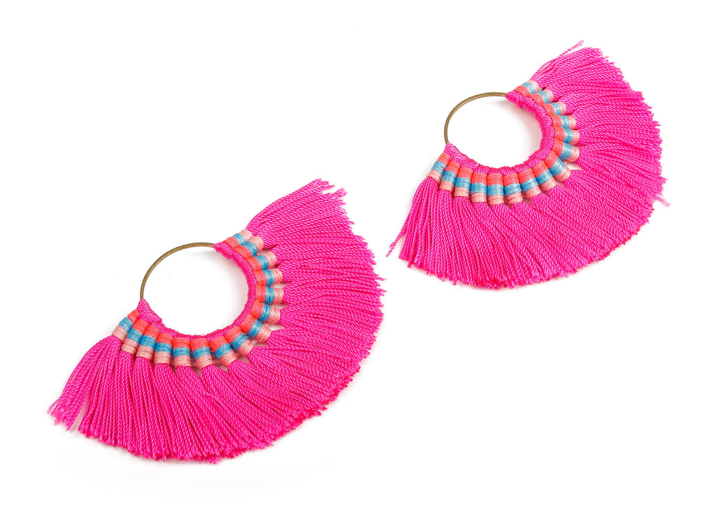 Fan Tassel Earring Charms with Ring - Tassel earring pendant - Fan Ring Earrings - Earring Accessories - 84.57x60.13x5.51mm - TS1104 - DOMEDBAZAAR