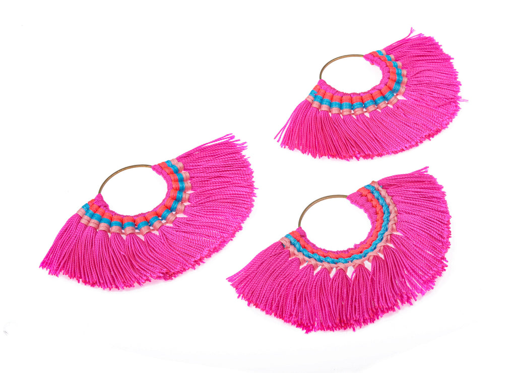 Fan Tassel Earring Charms with Ring - Tassel earring pendant - Fan Ring Earrings - Earring Accessories - 84.57x60.13x5.51mm - TS1104 - DOMEDBAZAAR