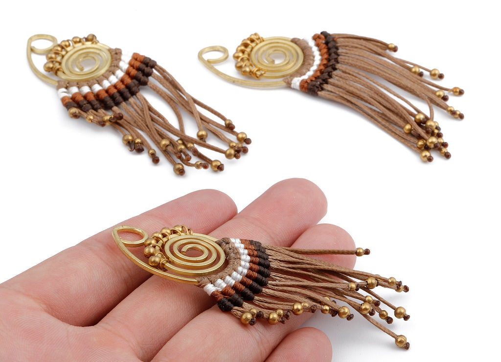 Tassel Earring Charms - Tassel Earring Pendant with Beads - Earring Accessories - Jewelry Supplies - 80.19x28.21x2.98mm- TS1107 - DOMEDBAZAAR