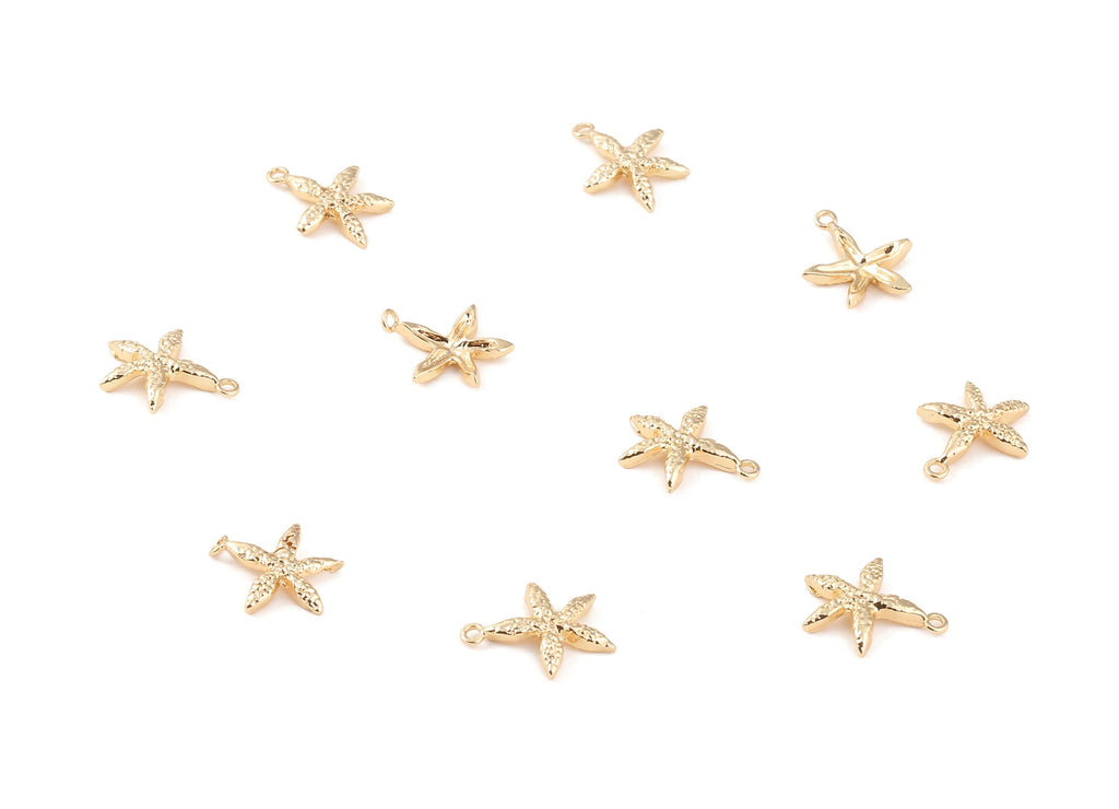 Brass Starfish Charms - Brass Starfish Pendant - 18K Real Gold Plated Brass - Jewelry Supplies -  15.86x13.17x1.73mm - RGP1218 - DOMEDBAZAAR