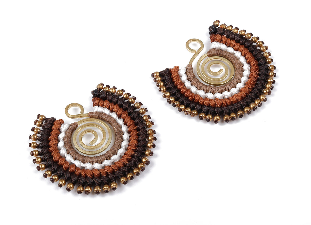 Fan Tassel Brass Charms - Tassel earring pendant with Beads - Fan Earrings Accessories - Jewelry Supplies - 43x40x2.9mm - TS1119 - DOMEDBAZAAR