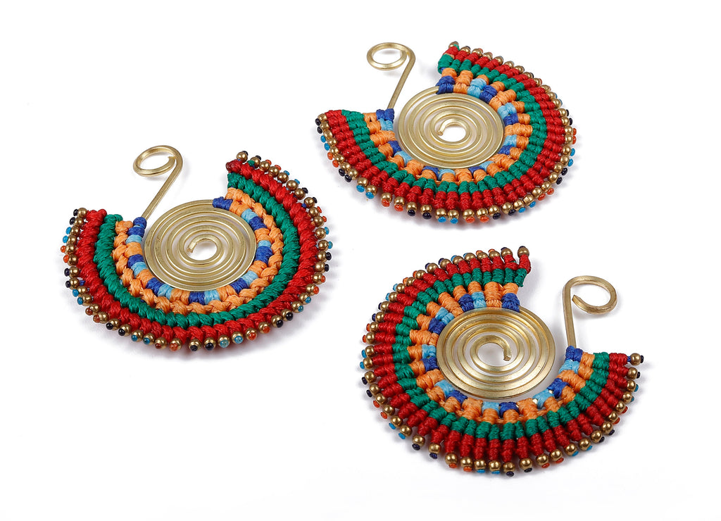 Fan Tassel Brass Charms - Tassel earring pendant with Beads - Fan Earrings Accessories - Jewelry Supplies - 47.39x47.14x2.94mm - TS1120 - DOMEDBAZAAR