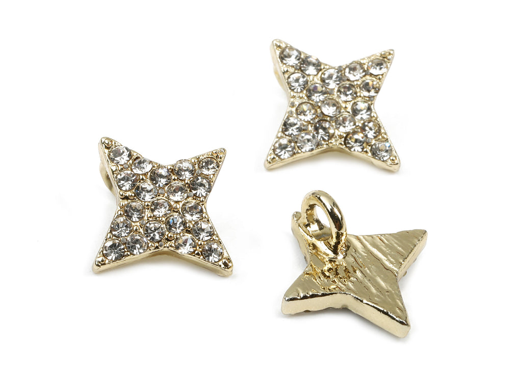 Alloy Star Charms - Zinc Alloy Star Earrings - Alloy Glass Beads Pendant - Gold Tone Plated - 10.01x10.01x2.08mm - ZZ1567 - DOMEDBAZAAR