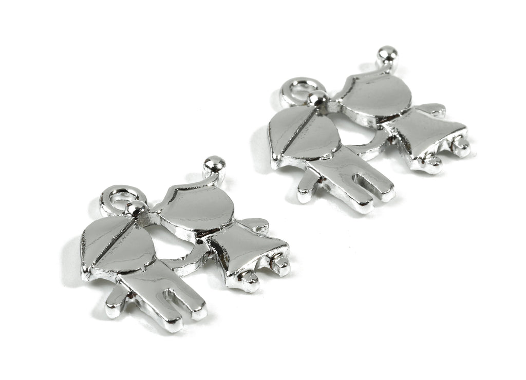 Alloy Kids Charms - Zinc Alloy Kids Earrings and Pendant - Silver Tone Plated - Earrings Finding - 15.65x14.9x1.74mm - ZZ1517 - DOMEDBAZAAR