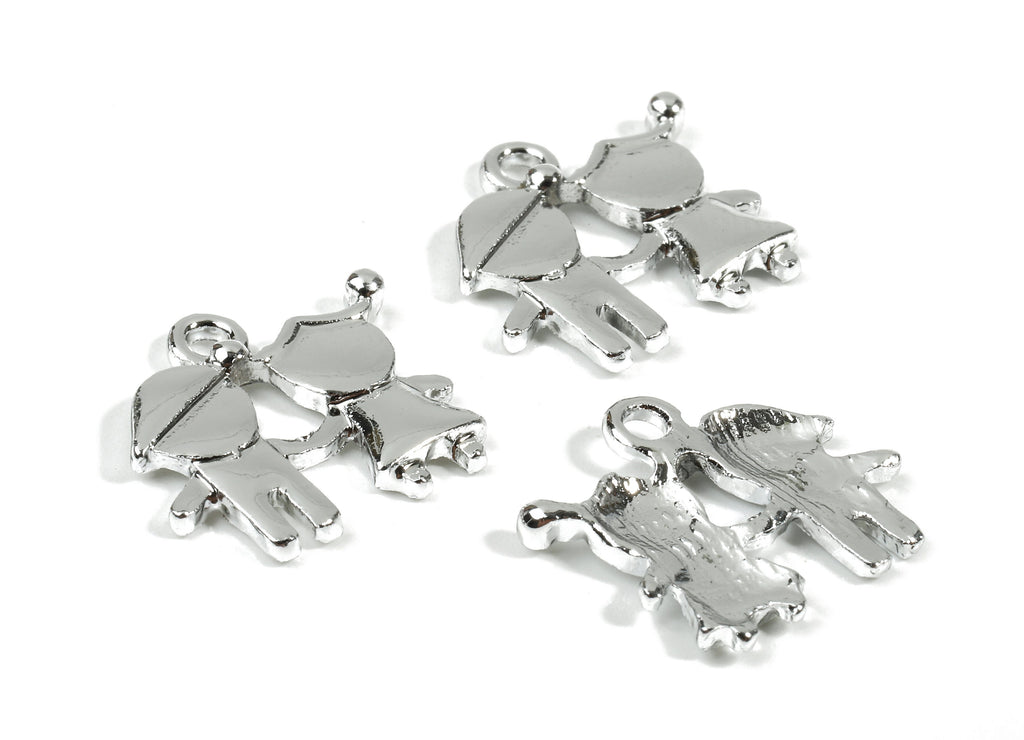 Alloy Kids Charms - Zinc Alloy Kids Earrings and Pendant - Silver Tone Plated - Earrings Finding - 15.65x14.9x1.74mm - ZZ1517 - DOMEDBAZAAR