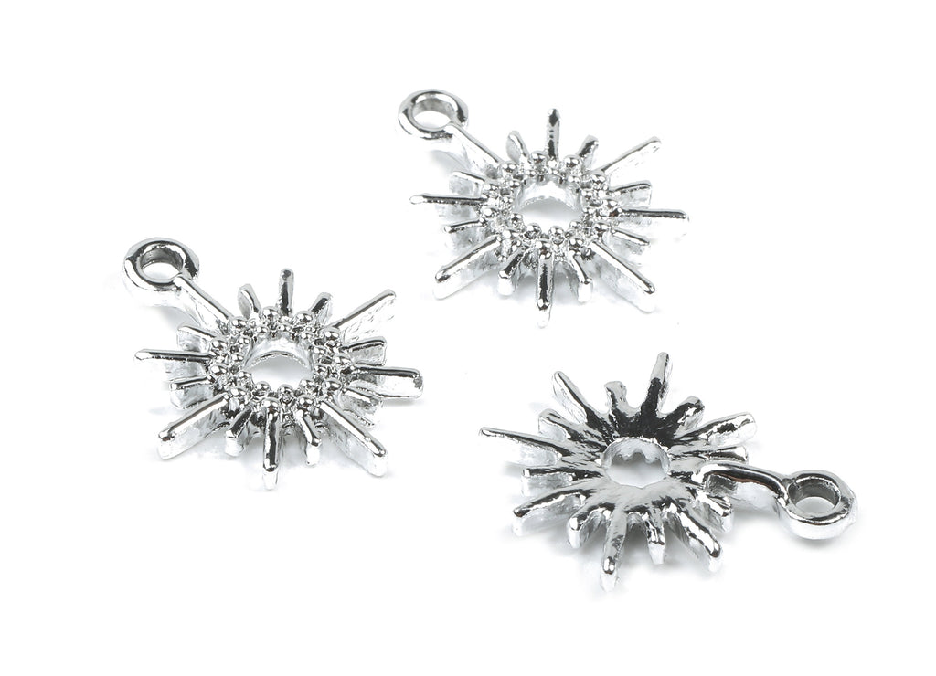 Alloy Sun Charms - Zinc Alloy Sun Earrings - Alloy Sun Pendant - Silver Tone Plated -  18.2x15.12x2.07mm - ZZ1485 - DOMEDBAZAAR