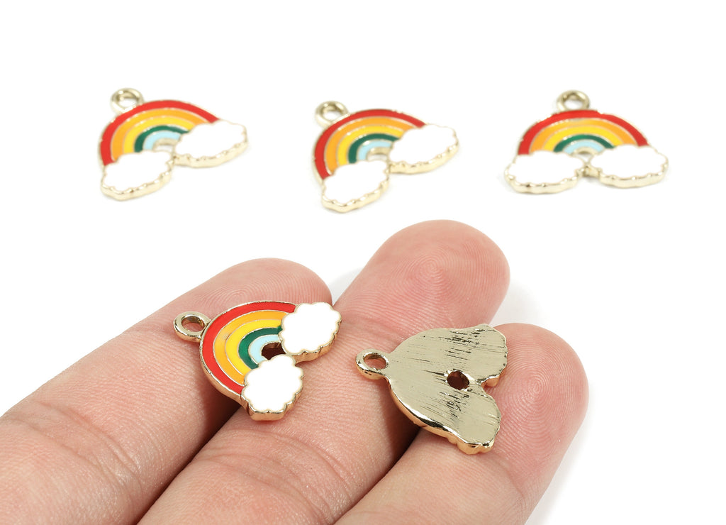 Alloy Rainbow Charms - Zinc Alloy Rainbow Earrings and Pendant - Enamel Pendant - Gold Tone Plated - 21.05x17.61x2.03mm - ZZ1540 - DOMEDBAZAAR