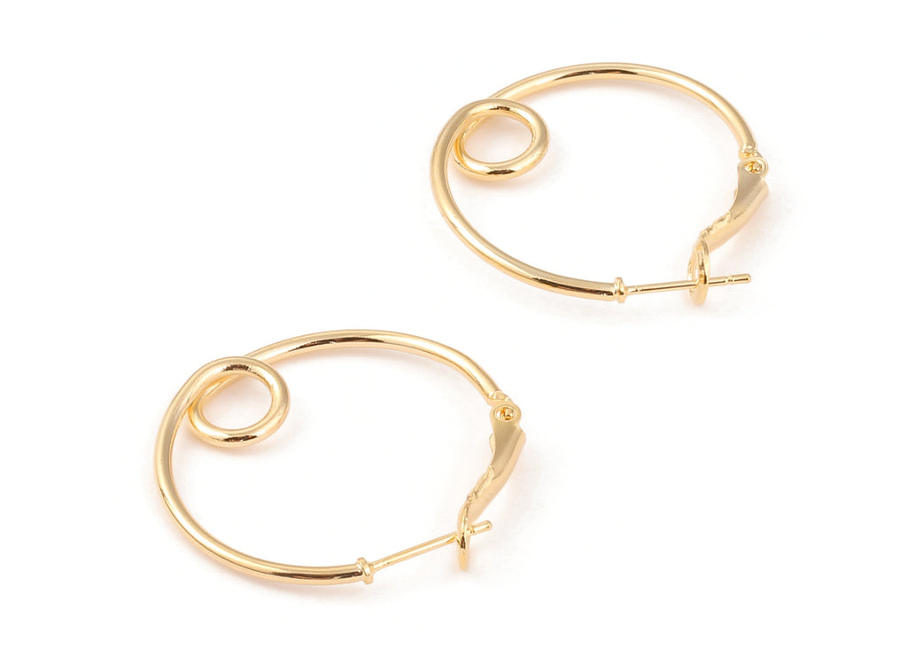 Brass Round Earring Clasp - Brass Round Ear Wire - 18K Real Gold Plated Brass - Jewelry Supplies - 31.92x28.83x1.54mm - RGP1188 - DOMEDBAZAAR