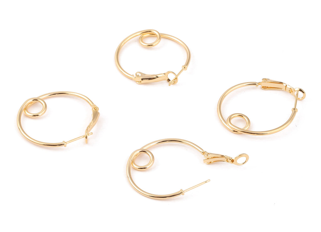 Brass Round Earring Clasp - Brass Round Ear Wire - 18K Real Gold Plated Brass - Jewelry Supplies - 31.92x28.83x1.54mm - RGP1188 - DOMEDBAZAAR