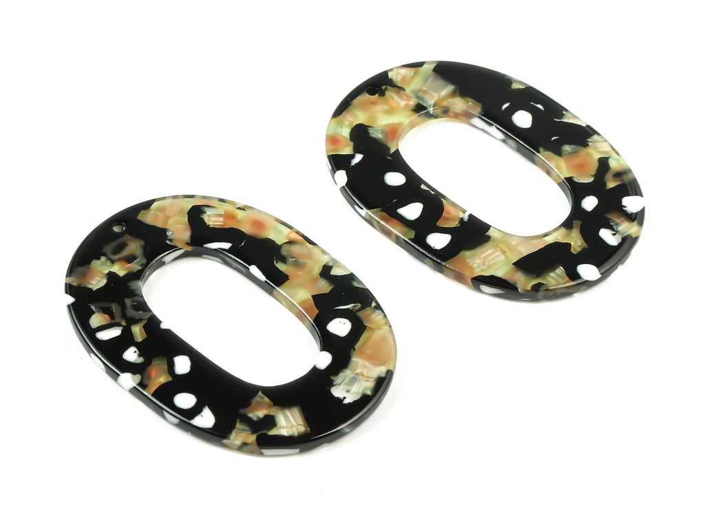 Acetate Oval Charms - Oval Earrings and Pendant - Earring Findings - Jewelry Supplies - Color Code: A193 - 46.78x34.26x2.54mm - AC1065-A193 - DOMEDBAZAAR