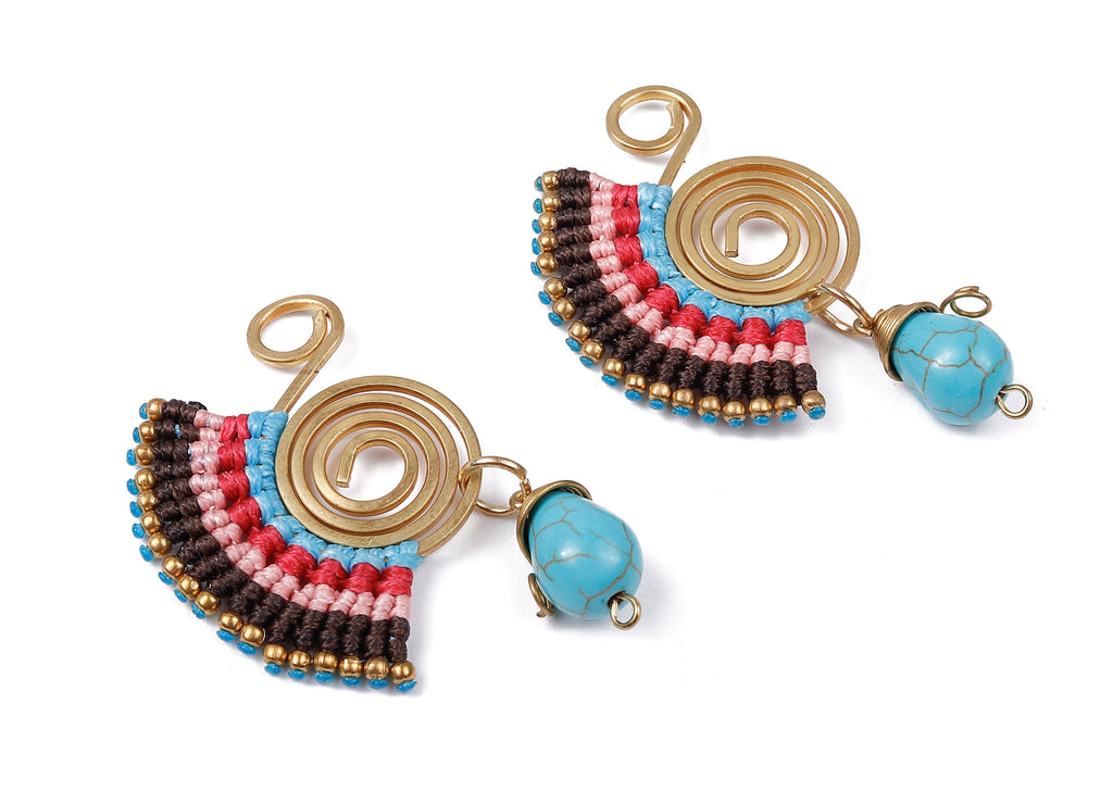 Fan Tassel Earring Charms with Bead - Tassel earring pendant - Fan Ring Earrings - Earring Accessories - 54.1x31.73x10.15mm - TS1105 - DOMEDBAZAAR