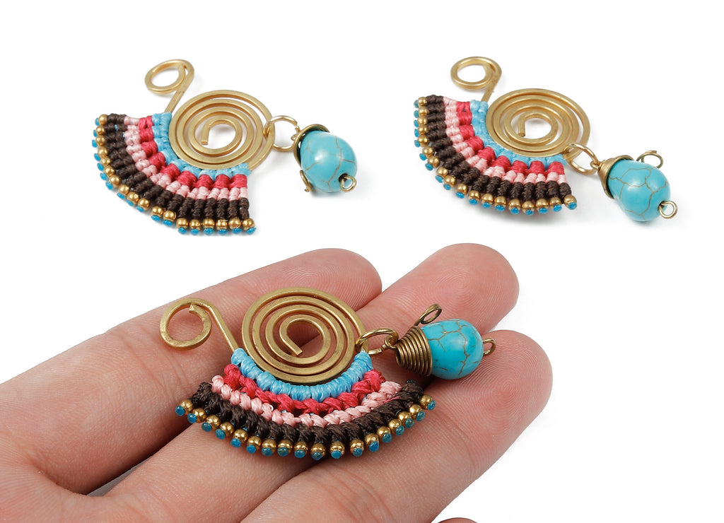 Fan Tassel Earring Charms with Bead - Tassel earring pendant - Fan Ring Earrings - Earring Accessories - 54.1x31.73x10.15mm - TS1105 - DOMEDBAZAAR