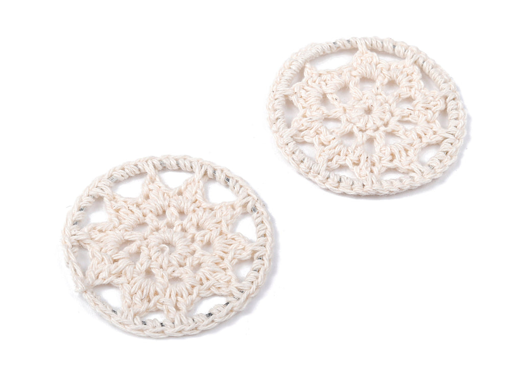 Crochet Round Earrings - Crochet Earrings and Pendant  - Knit weaving Earrings - Handmade Round Earrings - 43.28x43.28x1.99mm - TS1077 - DOMEDBAZAAR