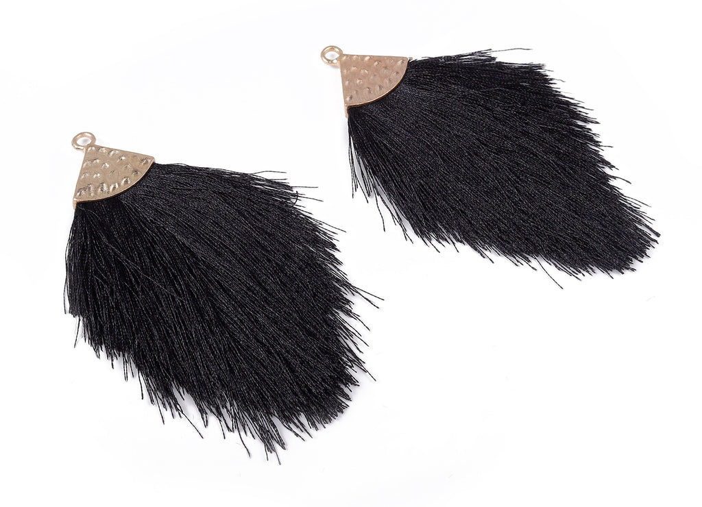 Tassel Earring Charms - Tassel Pendant - Puffy Tassel with Alloy Cap - Tassel Findings - Boho Charms - 96.86x57.69mm - TS1094 - DOMEDBAZAAR