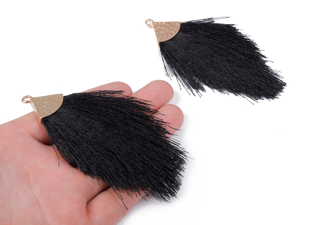 Tassel Earring Charms - Tassel Pendant - Puffy Tassel with Alloy Cap - Tassel Findings - Boho Charms - 96.86x57.69mm - TS1094 - DOMEDBAZAAR