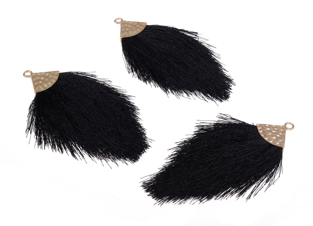 Tassel Earring Charms - Tassel Pendant - Puffy Tassel with Alloy Cap - Tassel Findings - Boho Charms - 96.86x57.69mm - TS1094 - DOMEDBAZAAR
